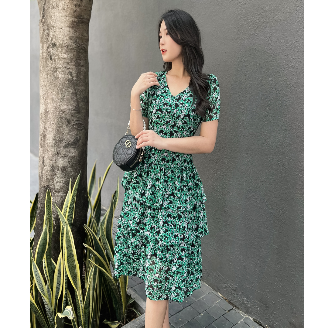 Hình ảnh {HCM}Đầm voan Hàn hoa nhí sang trọng D073 -Lady Fashion - Khánh Linh Style