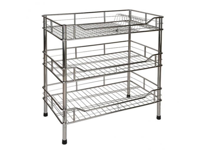 Kệ chén đĩa, úp cốc để đứng inox dầy dặn 3 tầng - nặng 2.5kg