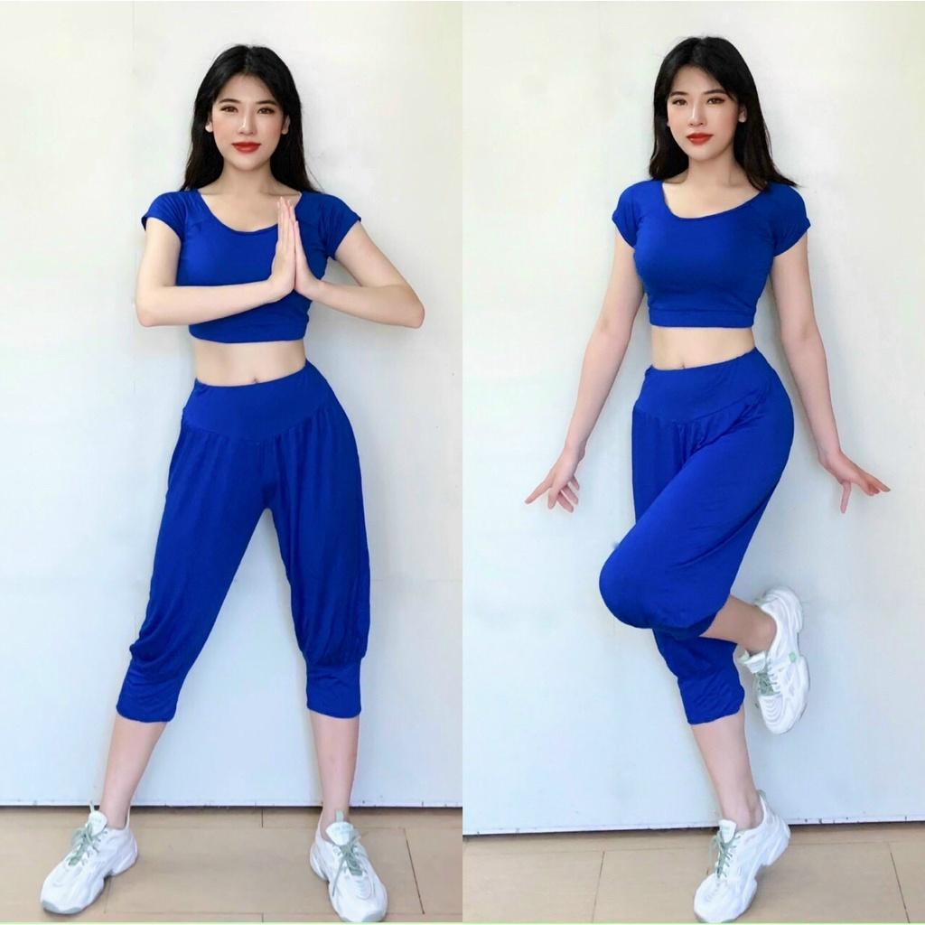 Bộ đồ tập Yoga Zumba Alibaba, quần áo thể thao áo croptop quần lửng cotton lạnh hàng cao cấp