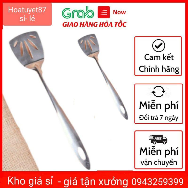 Xẻng lật chiên xào đồ ăn inox sáng bóng cao cấp