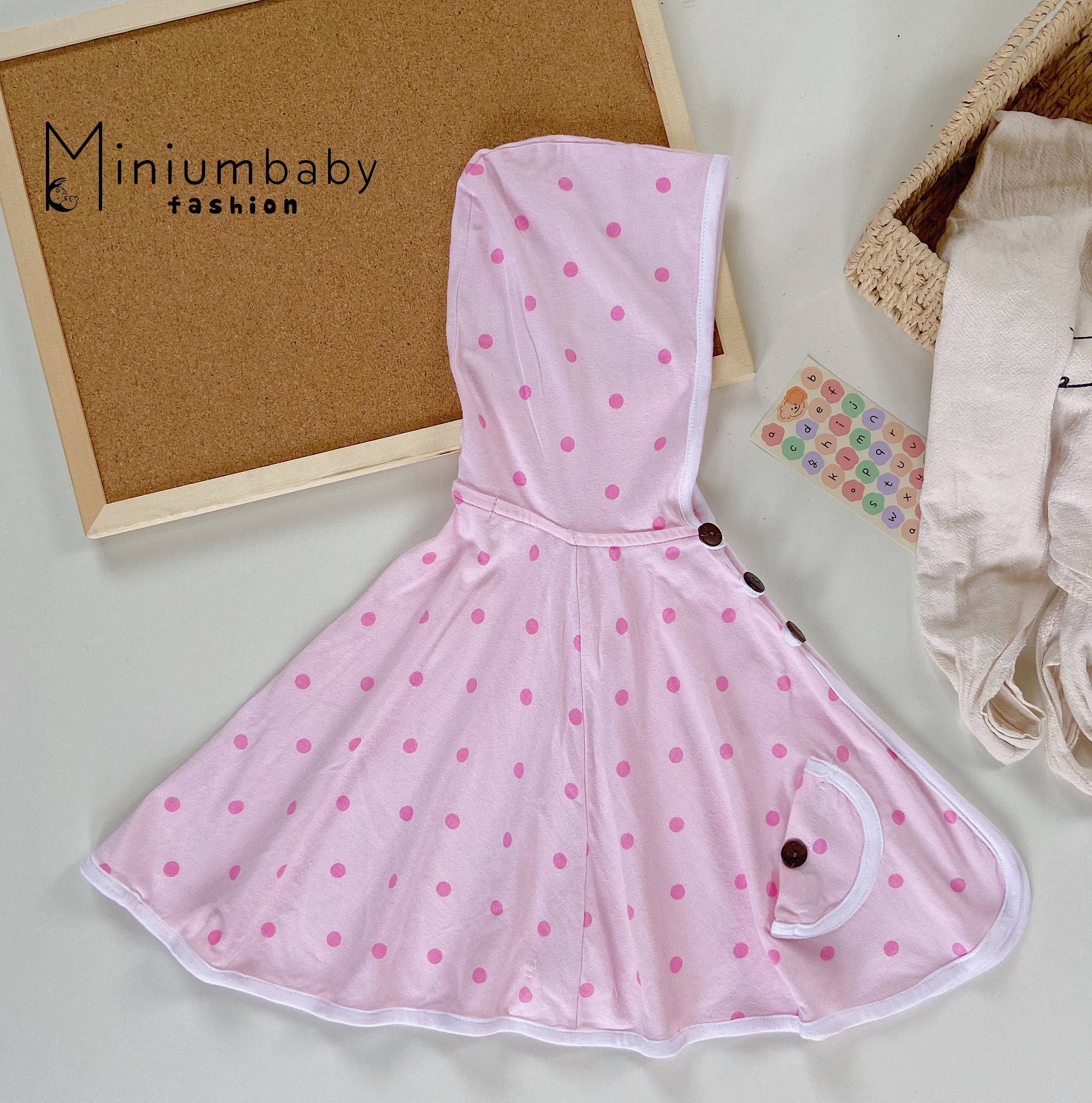 Áo choàng cho bé dưới 13 tháng tuổi Minium, chống nắng cho trẻ em, sơ sinh, bé gái, áo cánh dơi chất cotton-ChamBi
