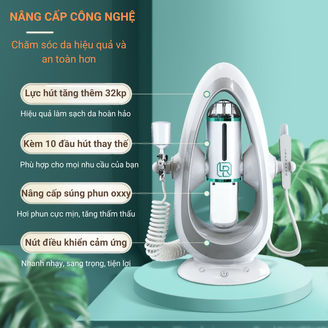 Máy Aqua Peel, Máy Chăm Sóc Da Mặt Aqua Peeling, Làm Sạch Da, Hút Mụn, Bã Nhờn, Phun Oxy- Thế Hệ Mới, Bảo Hành 12 Tháng