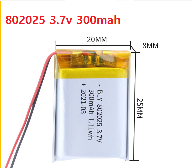 Pin Sạc Lithium Polymer 1s 3.7V 300mah 802025 Cho tai nghe,loa Mp3 MP4 MP5 GPS PSP Bluetooth Mới 100%