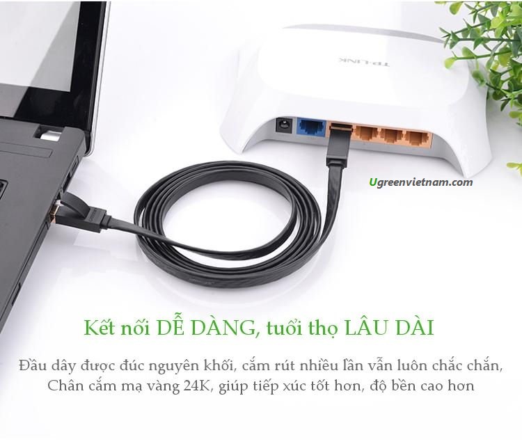 Dây mạng 2 đầu đúc Cat6 UTP dây dẹt dài 25m UGREEN NW104 11222 - Hàng Chính Hãng