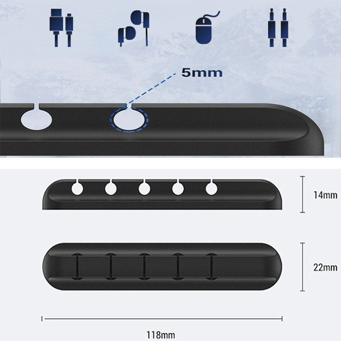 Miếng giữ dây sạc silicon, Miếng silicon giữ cáp sạc điện thoại, tai nghe SSN09