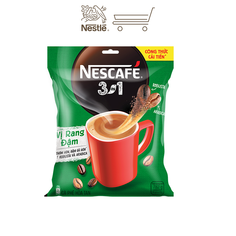 Combo 2 bịch cà phê NESCAFÉ 3IN1 VỊ RANG ĐẬM - công thức cải tiến (Bịch 46 gói x 16g)