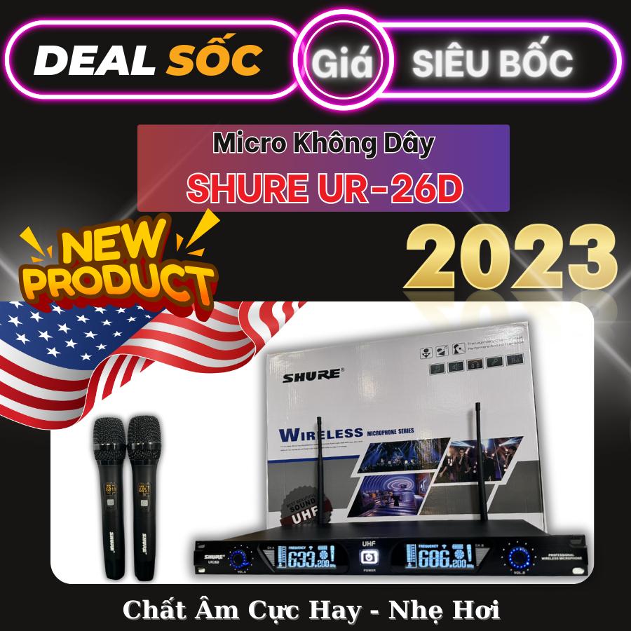 Micro Không Dây SHURE UR26D - Tần Số UHF - Chống Hú Tốt - Nhẹ Hơi - Chất Âm Hay - Hàng Nhập Khẩu