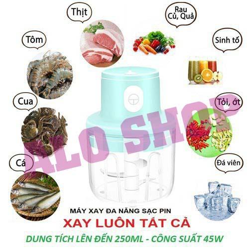 Máy xay mini xay tỏi ớt, đồ ăn dặm, thịt siêu khỏe nhỏ gọn sạc pin - ALOSHOP