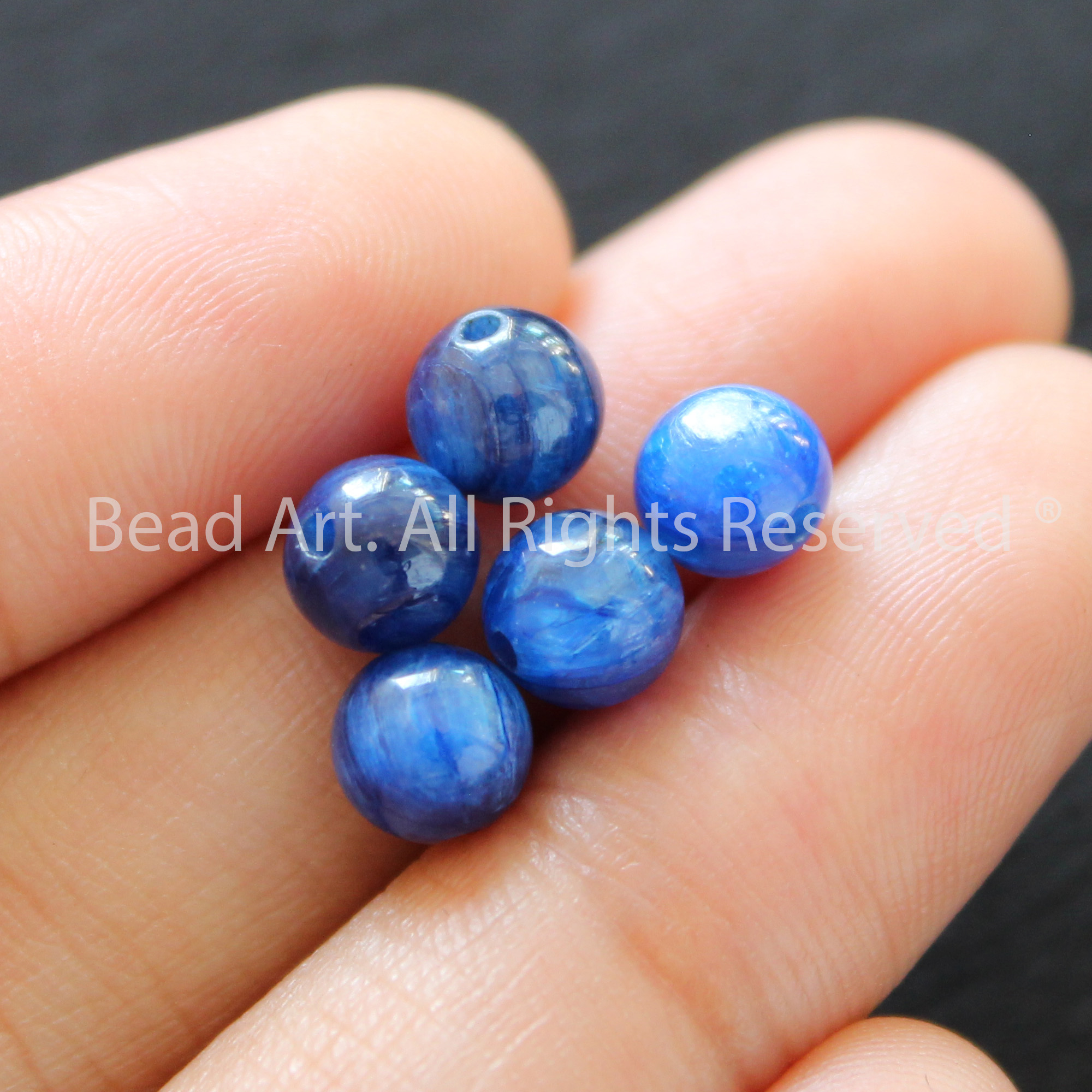 [1 Hạt/3 Hạt] 6MM Đá Kyanite Xanh Dương Tự Nhiên Loại AA, Hợp Mệnh Thủy, Mộc, Vòng Tay Phong Thuỷ, Chuỗi Hạt - Bead Art