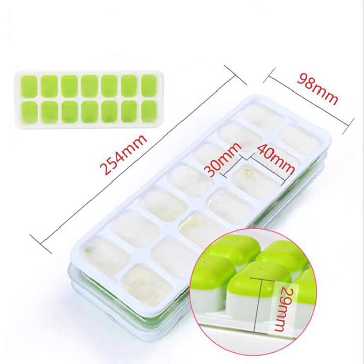 KHAY LÀM ĐÁ SILICON CÓ NẮP TRÁNH BỊ MÙI TỦ LẠNH