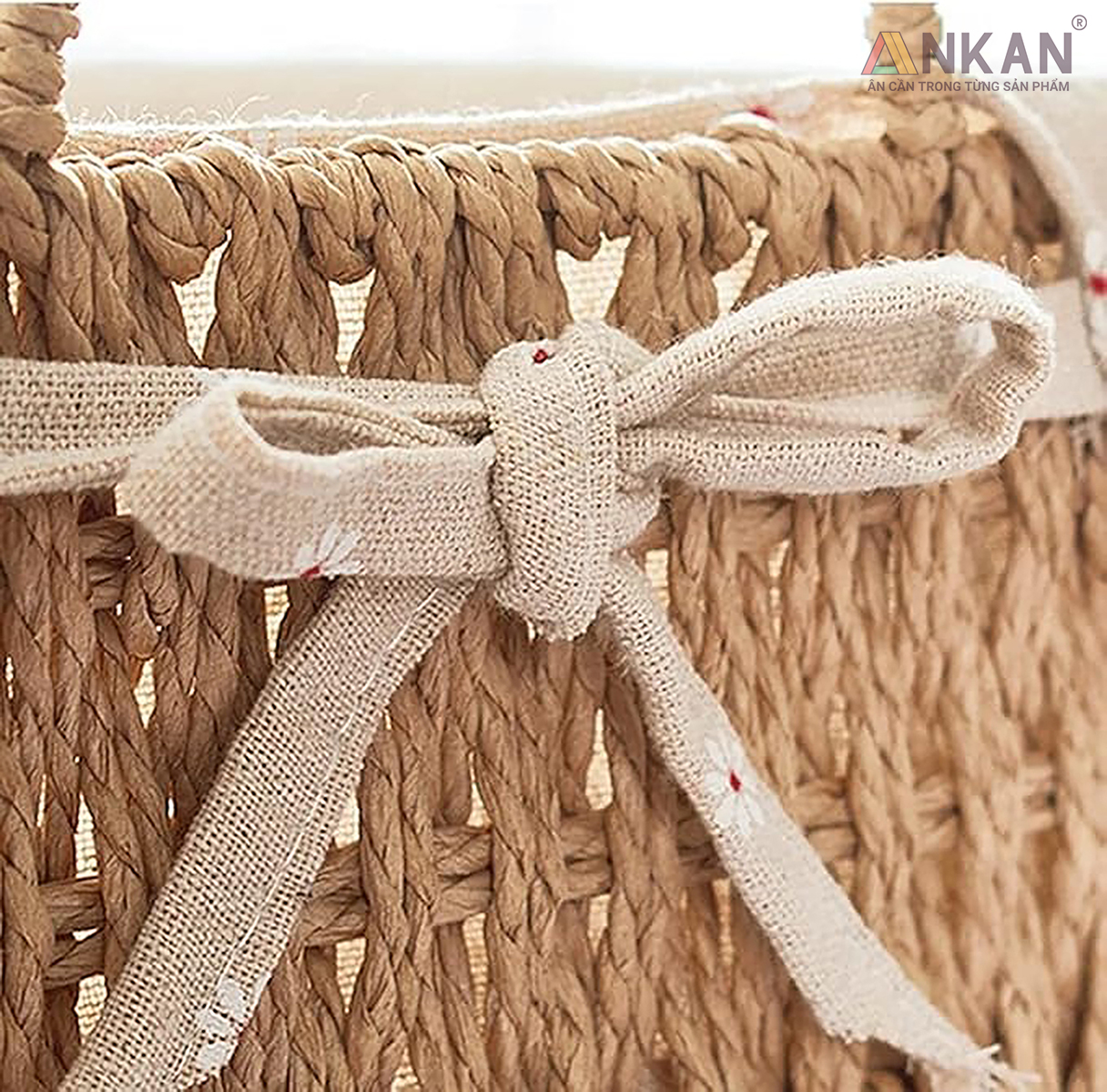 Giỏ Decor Có Quai Xách – Bộ 4 Kiểu Dáng Thủ Công Đẹp Mắt, Lót Vải Vintage, Đựng Đồ &amp; Trang Trí Tinh Tế