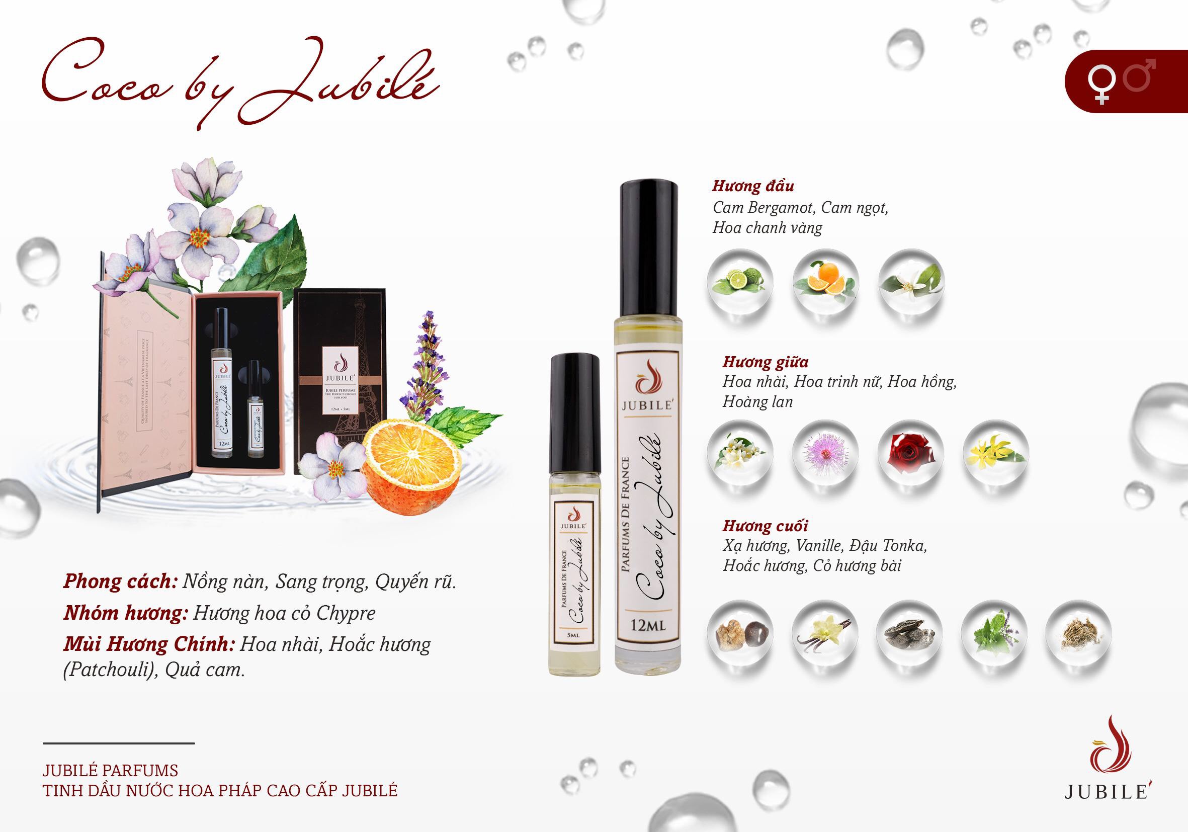Coco by Jubilé - Tinh dầu nước hoa Pháp nữ Dạng lăn 12ml Thơm Lâu, Sang Trọng, Quyến Rũ