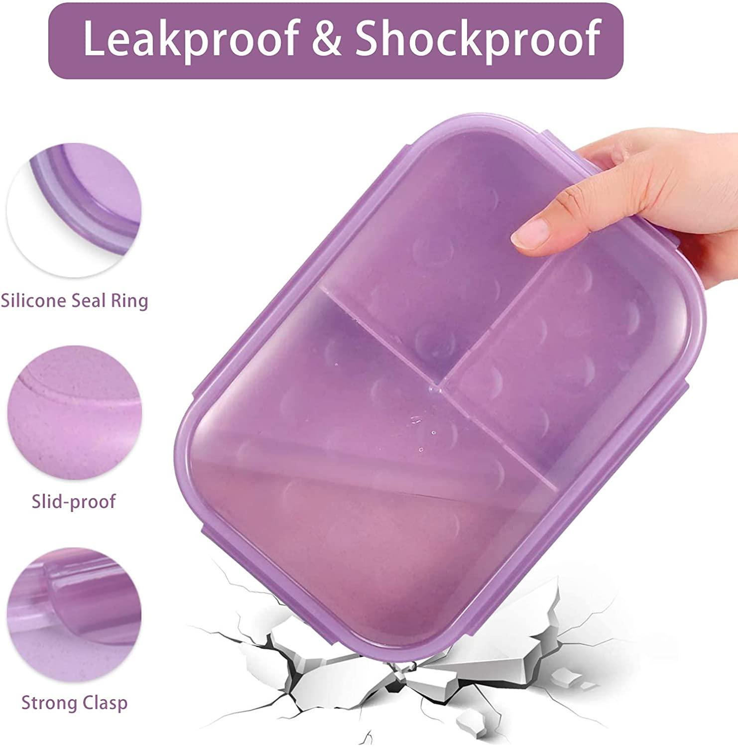 Hộp cơm Bento, Hộp cơm trưa cho trẻ em, Bữa trưa 3 ngăn có thể tái sử dụng với dĩa