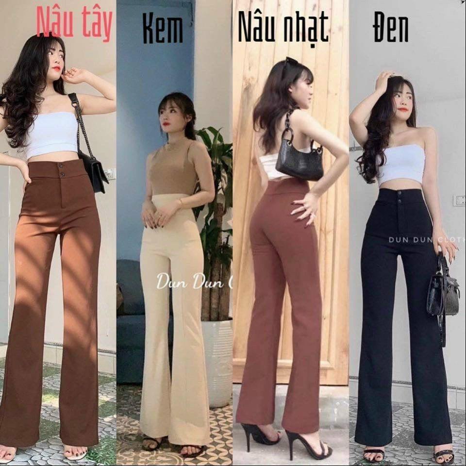 Quần tây nữ cạp cao dáng dài gấu suông đẹp_quần nữ ống rộng