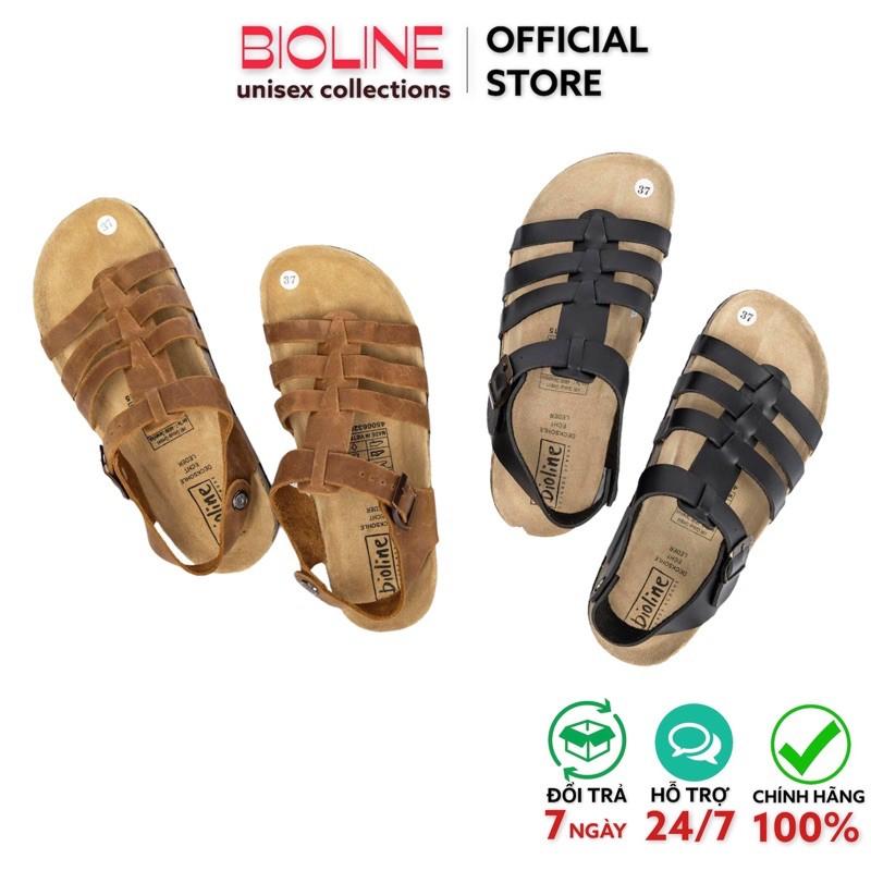 Dép birken đế trấu quai hậu Bioline sandal chiến binh unisex da bò thật mã BO12 - Bioline Official