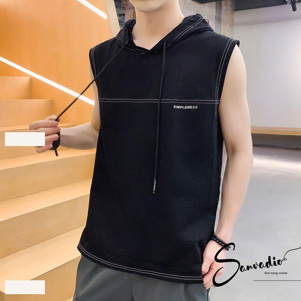 Áo thun TANKTOP Sanvadio Unisex-áo hoodie Basic Tee mùa hè phông trơn nam nữ Oversize form rộng đường phố Hàn Quốc