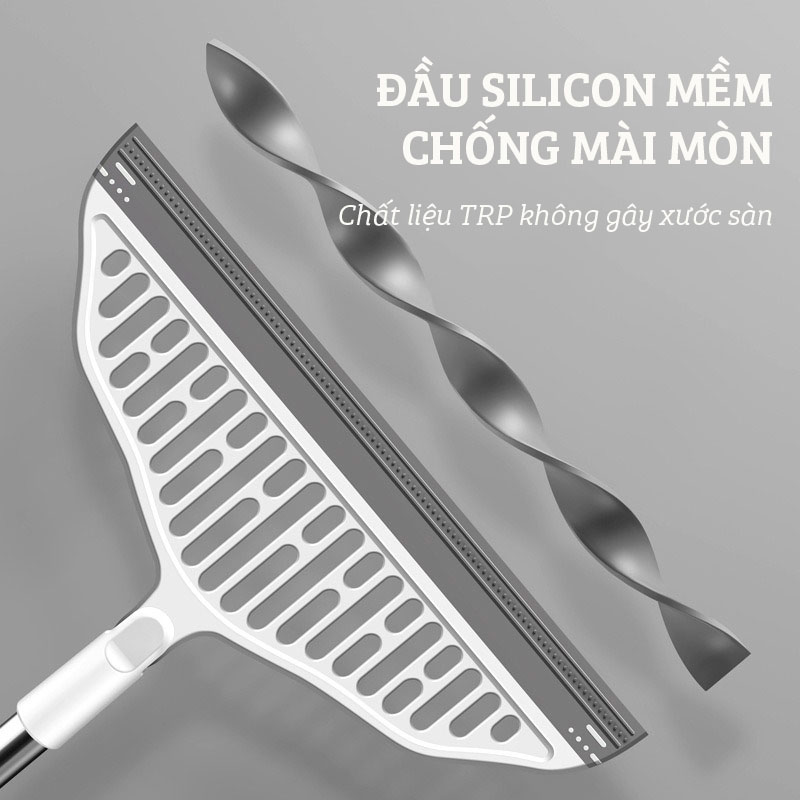 Cây chà sàn nhà tắm , Chổi quét sàn gạt nước ma thuật Silicon DAMAS Magic S1 - Quét nhà tắm , toilet , cửa kính - Lưỡi chổi silicon mềm mại không gây xước sàn, đầu chổi quay 180 độ dễ dàng di chuyển tới mọi góc khuất