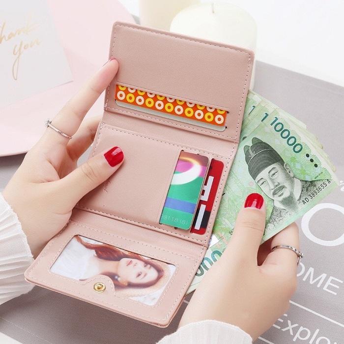 Ví Nữ Mini Đẹp Cầm Tay Gấp 3 Khóa Cài. Bóp Nữ Da PU Cao Cấp Thời Trang GC35