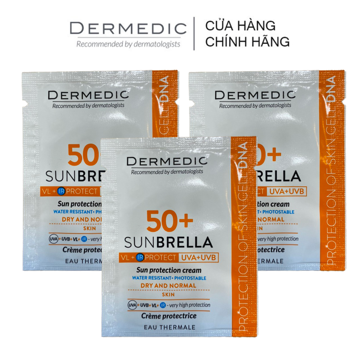 [QUÀ TẶNG] Sachet Kem Chống Nắng Cho Da Khô Sunbrella Spf 50+ Sun Protection Cream Dry And Normal Skin 1.5 G