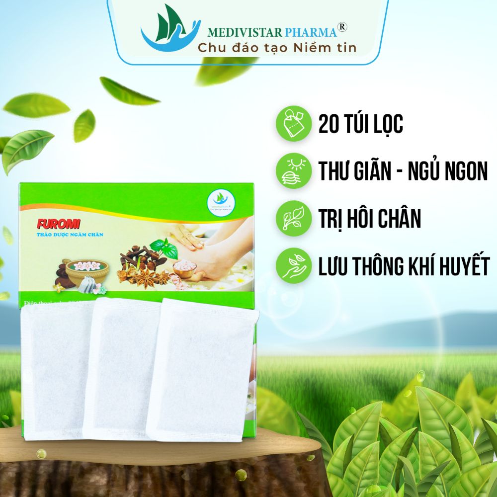 Thảo Dược Ngâm Chân FUROMI Dành Cho Người Đau Khớp, Mất Ngủ Giúp Hết Tê Buồn Tay Chân, Giải Tỏa Căng Thẳng Hộp 20 Túi Lọc