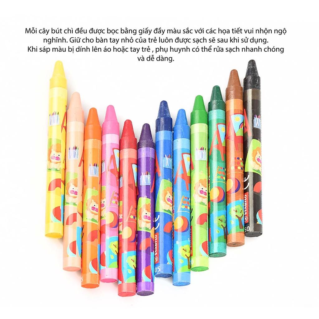 Bộ 3 Hộp bút chì màu STABILO Wax Crayons 12 cây + 16 cây + 24 cây (WX28-C3)