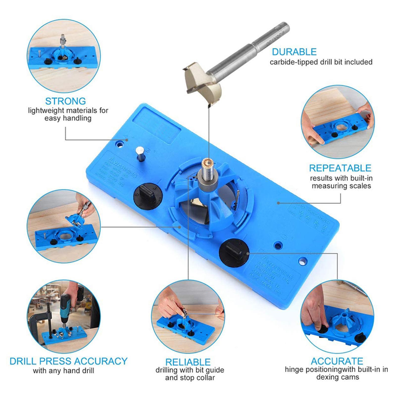 35mm Hinge Drilling Jig Guide Locator Drilling Tool for Woodworking Door Cabinet