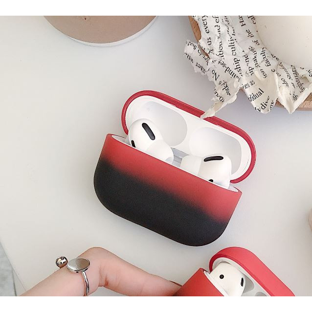 BAO CASE AIRPODS VỎ ỐP CHO TAI NGHE AIRPODS 1, AIRPODS 2, AIRPODS PRO MÀU ĐEN MIX ĐỎ