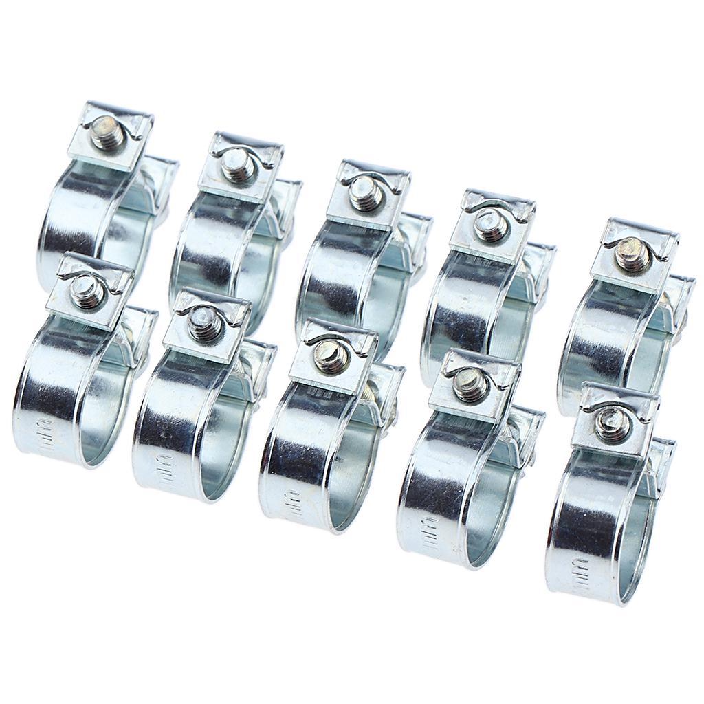 20 Pieces 20x Stainless Fuel Hose Clamps Adjustable Hose Clip For Silver
