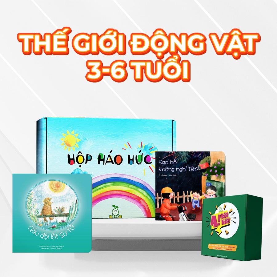 Hộp Háo Hức THẾ GIỚI ĐỘNG VẬT cho bé 3-6 tuổi - Combo 2 sách và Set trò chơi A kia kìa