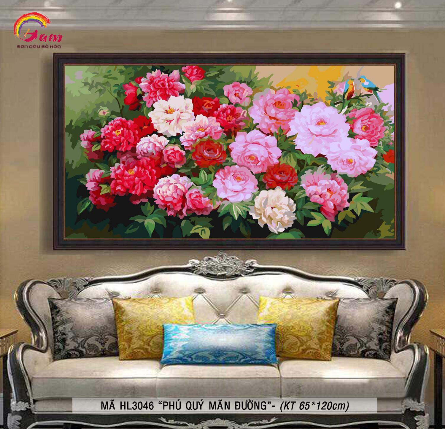 Tranh sơn dầu số hóa tự tô màu Gam HL3046 60x120cm không khung