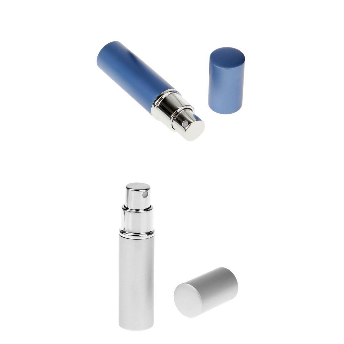 2pcs Portable Perfume Aromatherapy Container Leaking Proof Atomizer Empty Refillable Mist Spray Bottles - Silver and Blue
