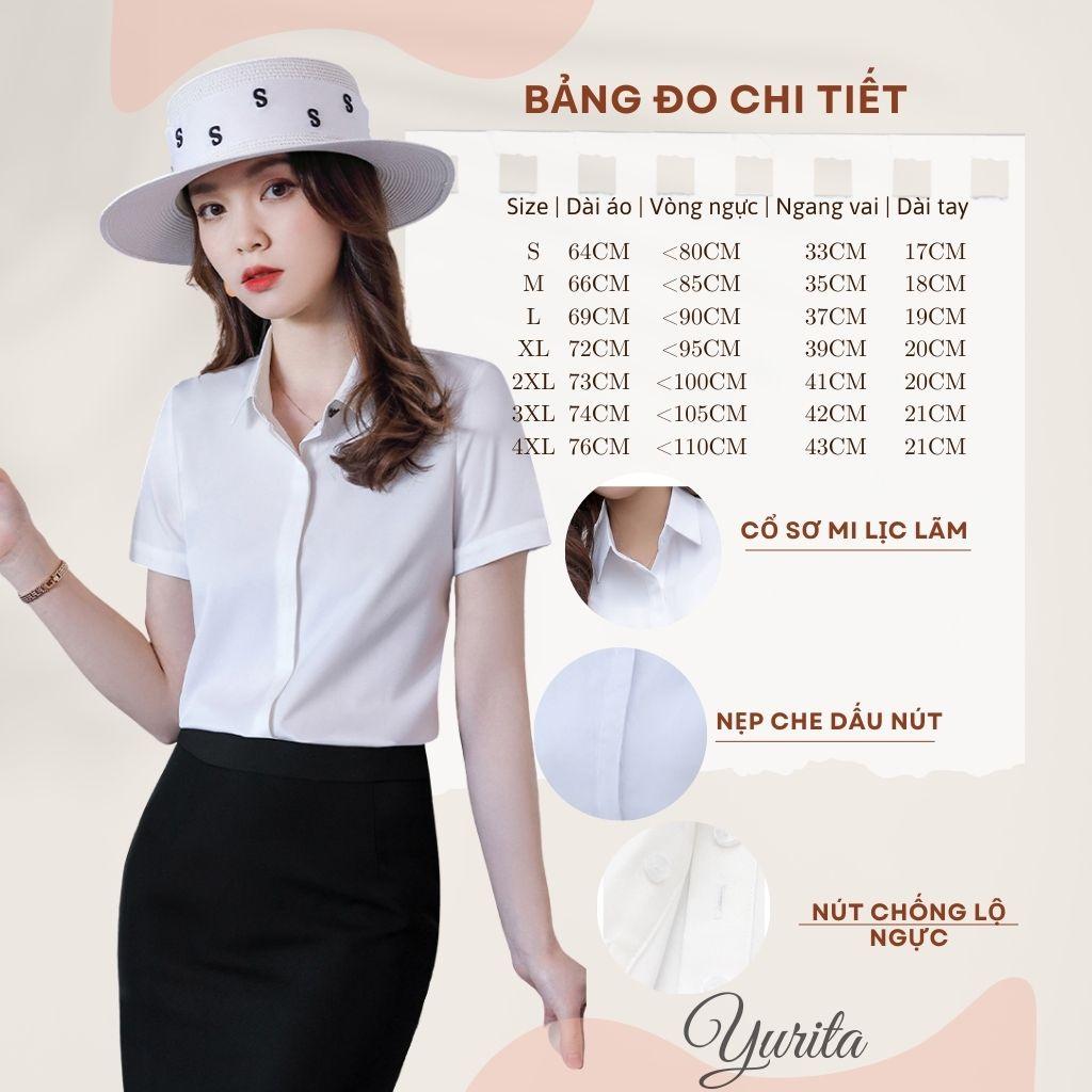 Áo Sơ Mi Trắng YURITA Nữ Tay Ngắn Kiểu Công Sở, Sơmi Cộc Tay Hàng Thiết Kế Cao Cấp Kiểu Dễ Thương Vintage