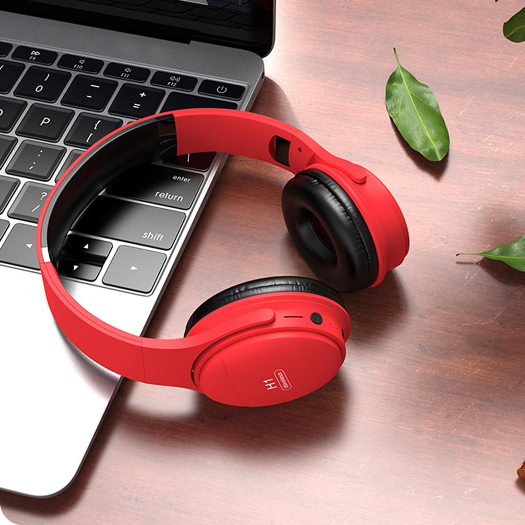 Over Ear Wireless Headphones Deep Bass Noise Cancelling Headset with Mic Red