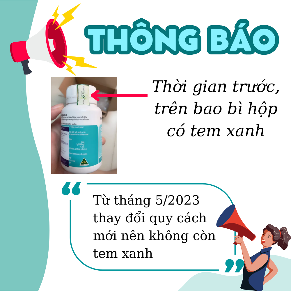 Viên uống bổ não Healthy Care Ginkgo Biloba 100 viên