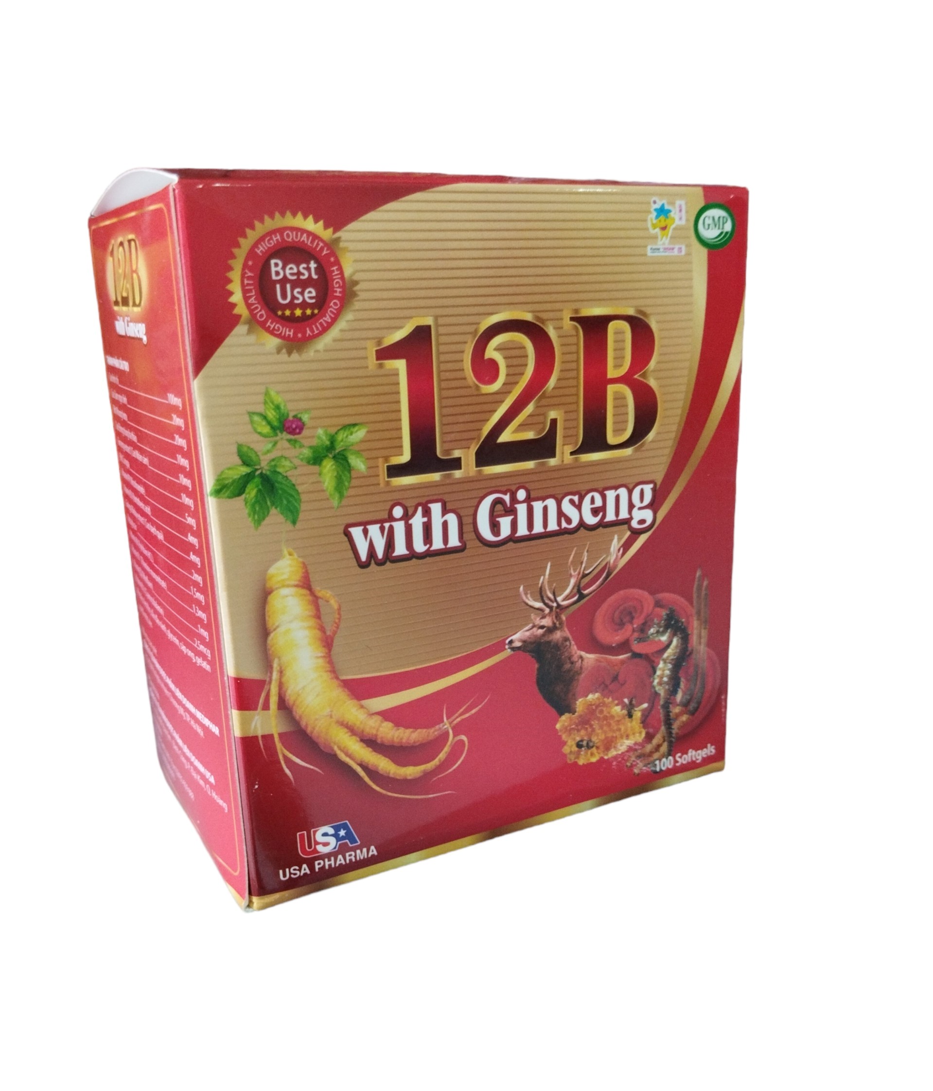 Viên bổ sung vitamin và nhân sâm 12B WITH GINSENG giúp ăn ngon, bồi bổ sức khỏe - Hộp 100 viên