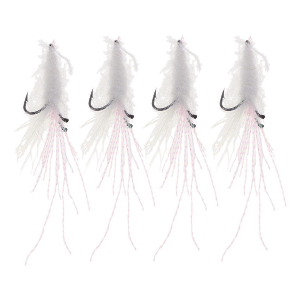 4 pcs Lure Bionic Feathers Fly Hook Freshwater Plush Shrimp Artificial Bait