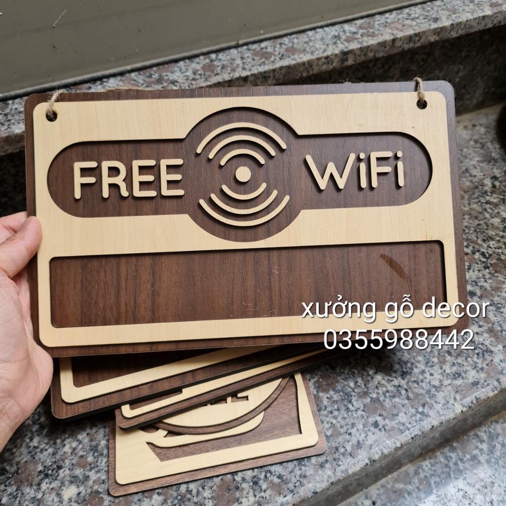 Bảng thông tin wifi bằng gỗ handmade trang trí Decor shop, Cửa Hàng