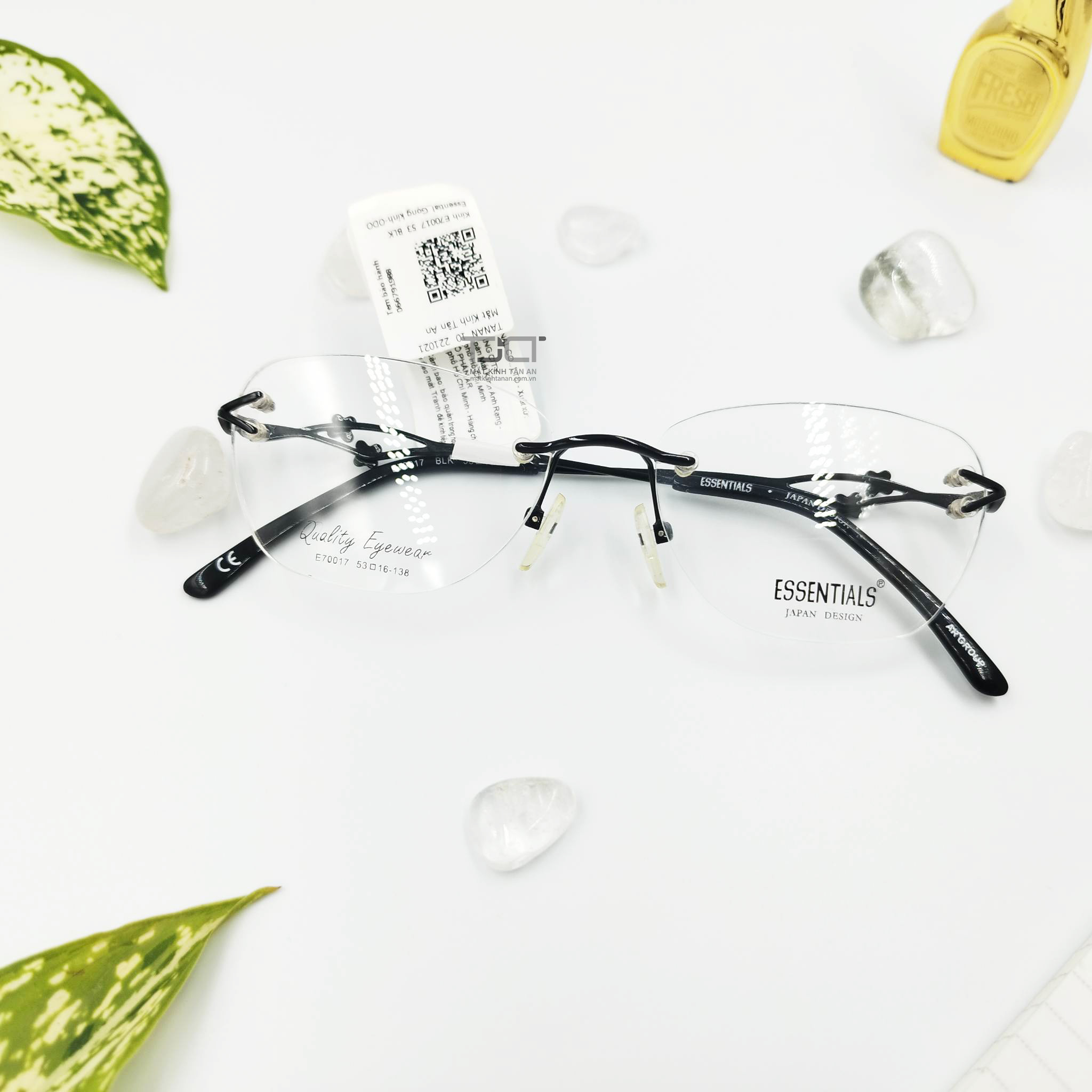 GỌNG KÍNH KHOAN ỐC NỮ, THỜI TRANG HÀN QUỐC CHÍNH HÃNG ESSENTIALS E70017-BLK