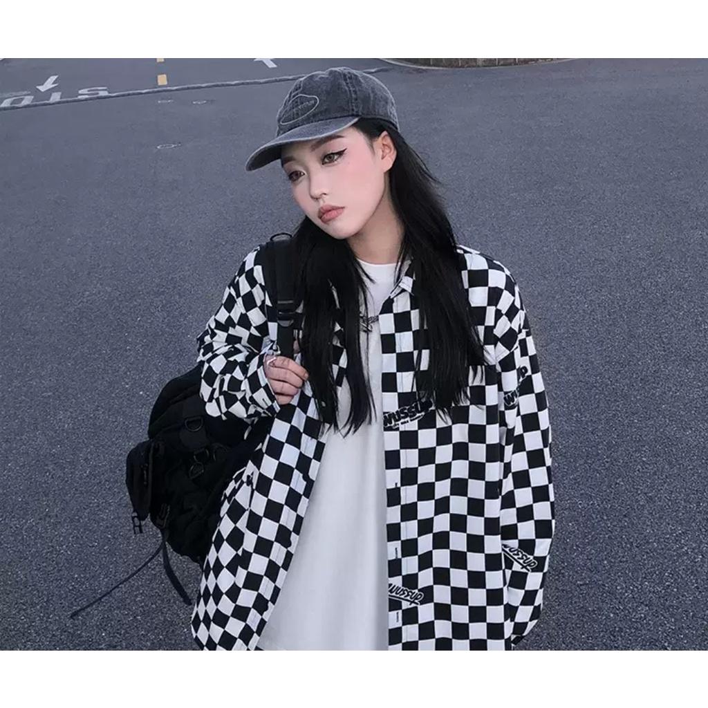 Áo sơ mi trơn kẻ MEANSTORE nam nữ dài tay Oversize form rộng ulzzang không nhăn dáng suông - Basic