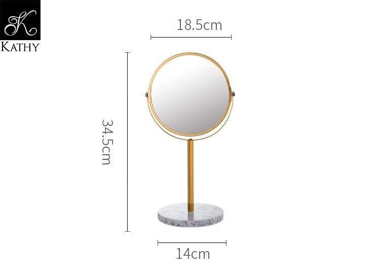 Gương trang điểm để bàn chân đá cẩm thạch sang trọng viền vàng MIRROR 6591