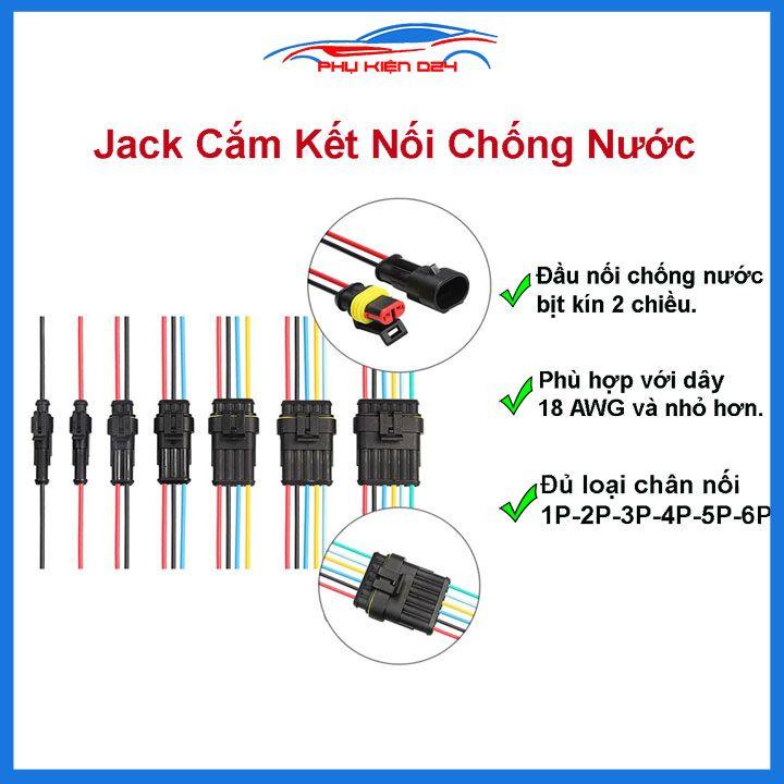 Jack kết nối 1P-2P-3P-4P-5P-6P chống nước dùng cho ô tô xe máy