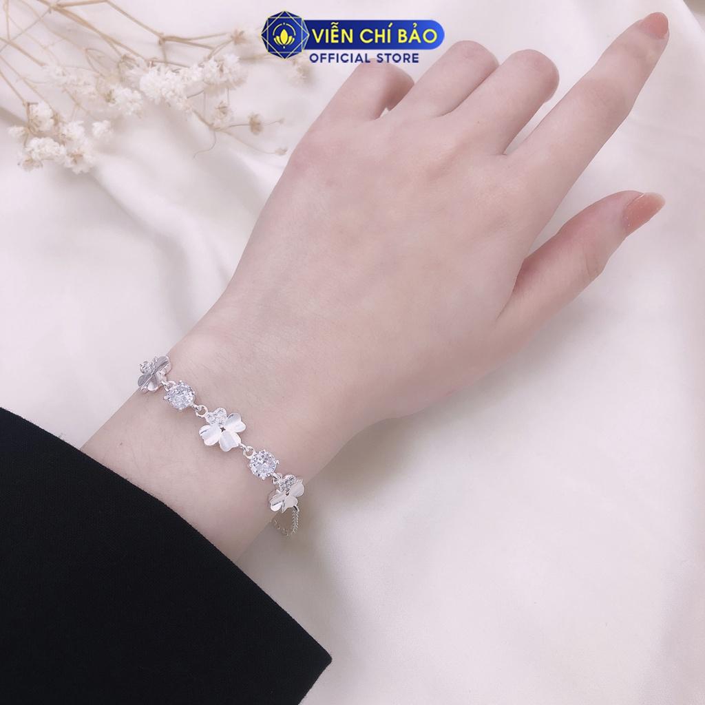 Lắc tay bạc nữ Cỏ bốn lá may mắn chất liệu bạc 925 thời trang phụ kiện trang sức nữ Viễn Chí Bảo L400106