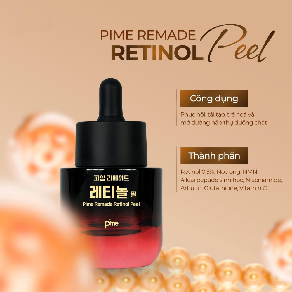 Pime Remade Retinol Peel hỗ trợ tái tạo da, trẻ hóa da, làm sáng da, cải thiện độ săn chắc và giảm dấu hiệu lão hóa 30ml