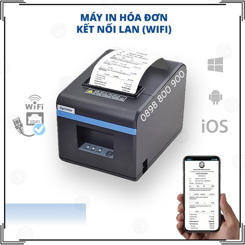 Máy in bill, hóa đơn nhiệt khổ K80 Xprinter 160ii cổng LAN Wifi - Hàng nhập khẩu