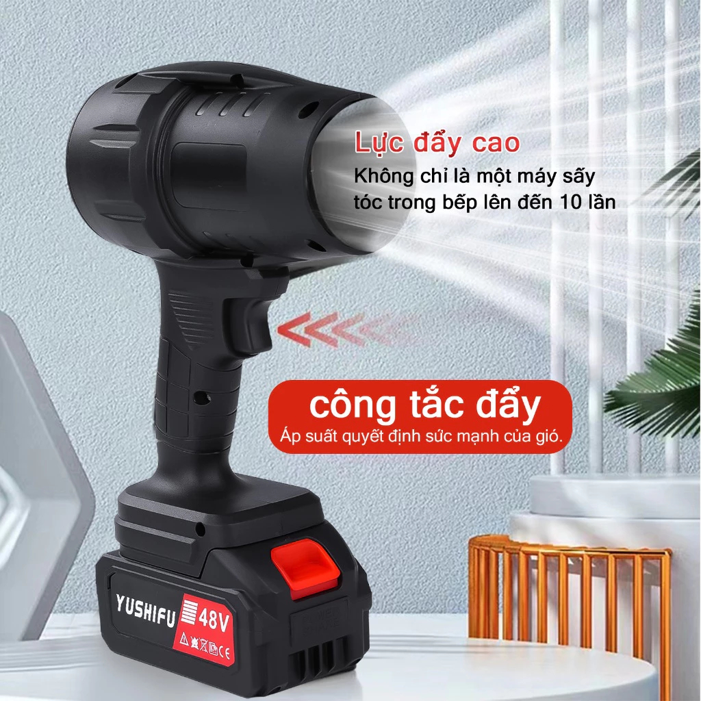 Máy Thổi Phản Lực Siêu Mạnh BFJ, Thổi Bụi, Lá, Rác, Động Cơ Lõi Đồng Sử Dụng Chân Pin Phổ Thông