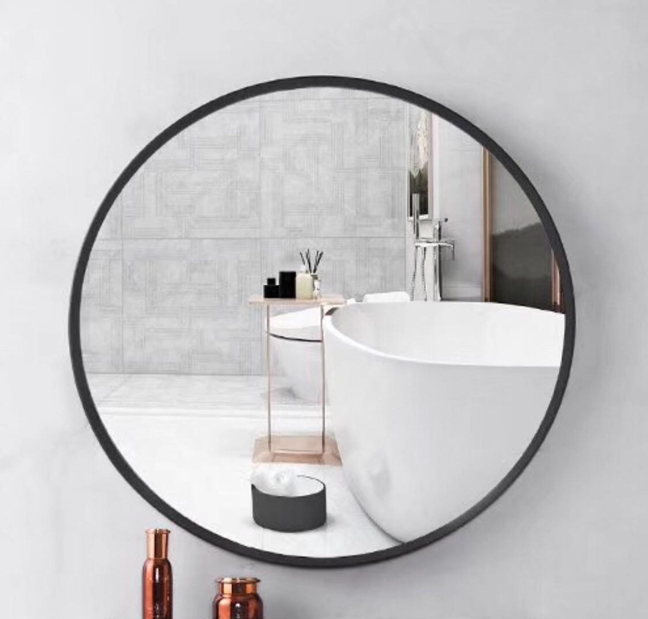 Gương nhà tắm khung nhôm cao cấp Bảo Long, gương tròn treo tường đường kính 40cm-60cm