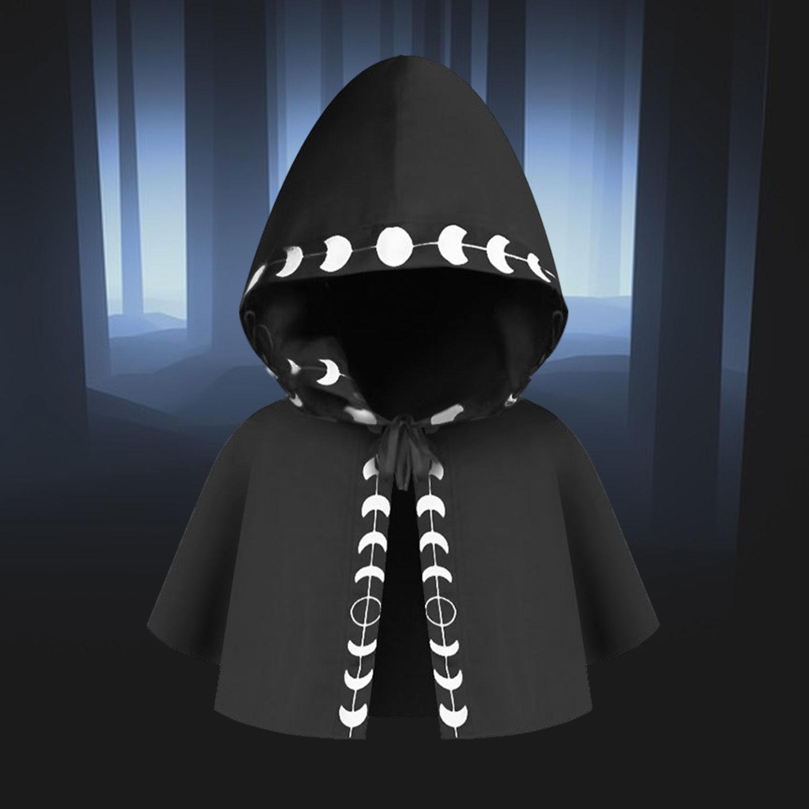 Halloween Cloak Hooded Poncho Cosplay Costume Accessories Medieval Hooded Cloak Hat for Role Playing Dress up Festival Party