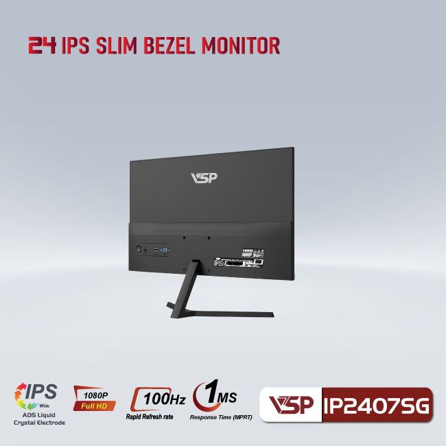 Màn hình máy tính 24inch VSP IP2407SG (23.8&quot; IPS FHD 100Hz, HDMI+VGA) - Hàng chính hãng VSP phân phối