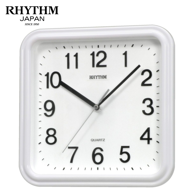 Đồng hồ treo tường Rhythm CMG450NR03, dùng pin,  vỏ nhựa, màu trắng, kích thước 25.0 x 25.0 x 4.5cm