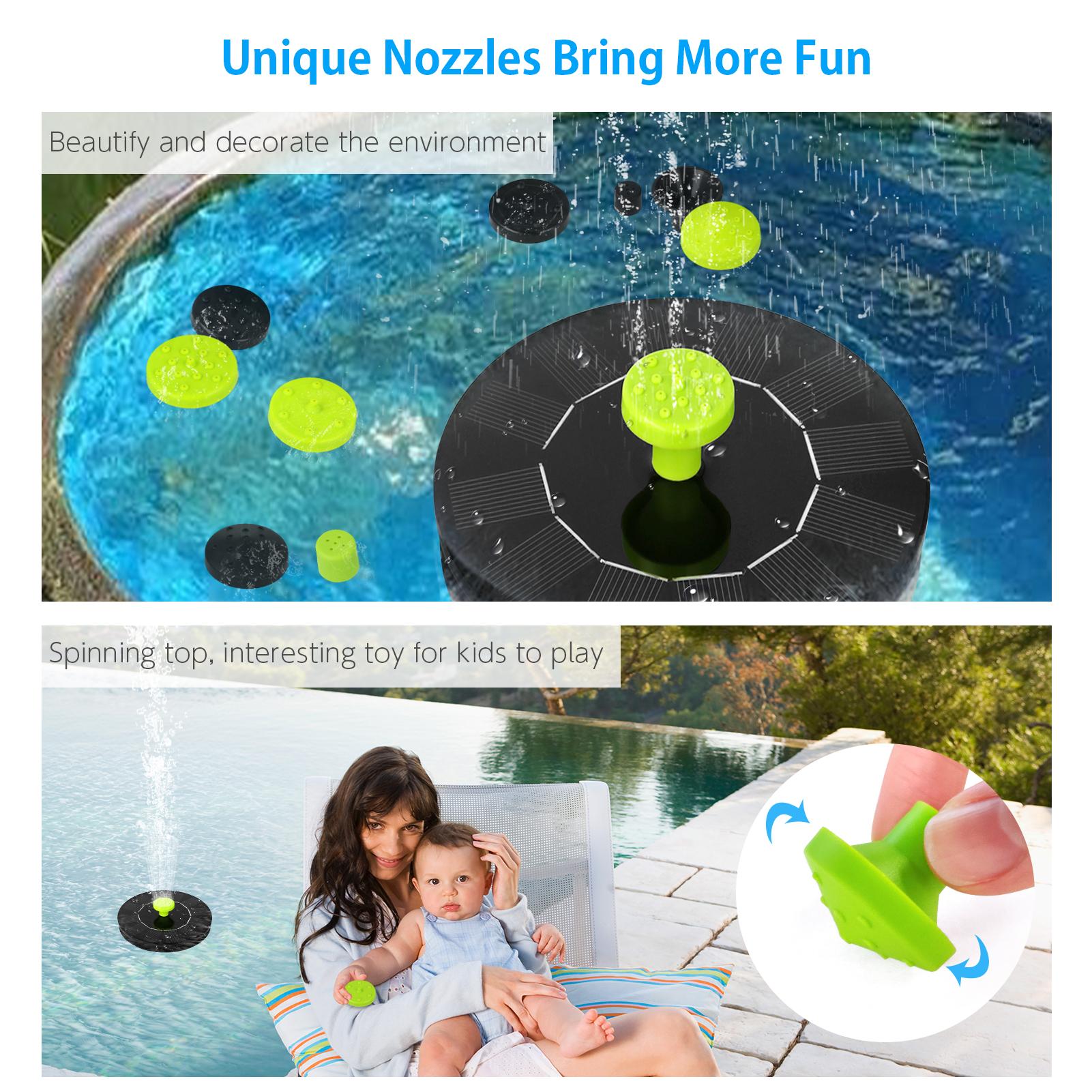 Đài phun chạy bằng năng lượng mặt trời 6V 1W với 8 đầu phun -có thể dùng tắm cho chim